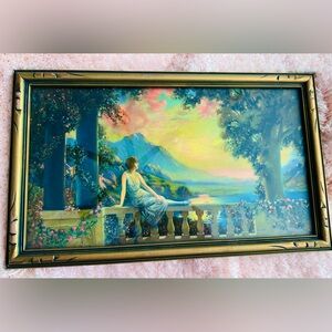 R. Atkinson Fox 1920s print: Sunset Dreams art deco fantasy woman 9”X 15” framed